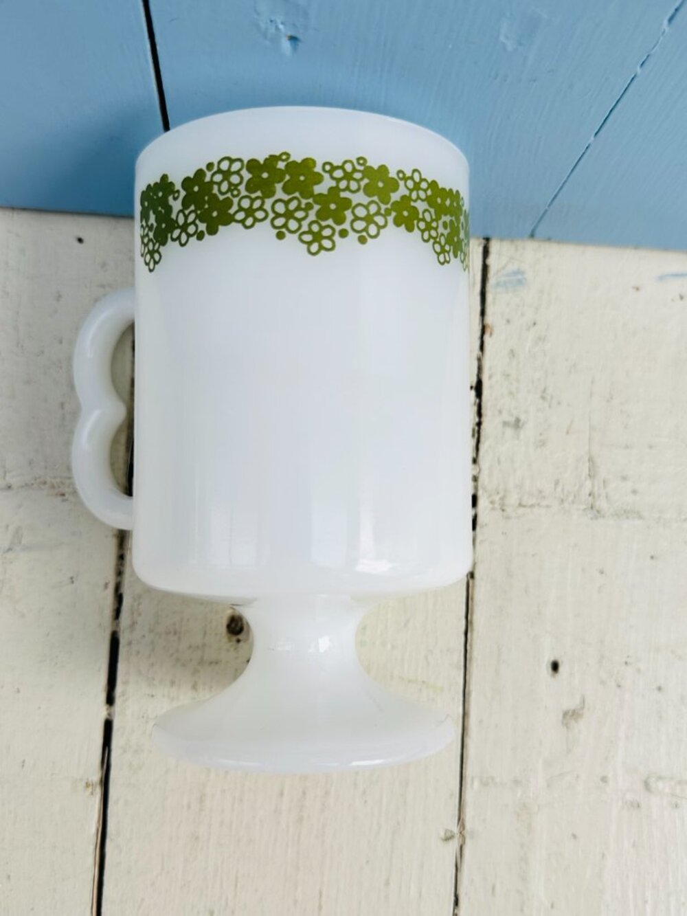 Vintage 60's Pyrex Crazy Daisy Footed Coffee Mug Pedestal Coffee Cup Retro Mug - Picture 7 of 11
